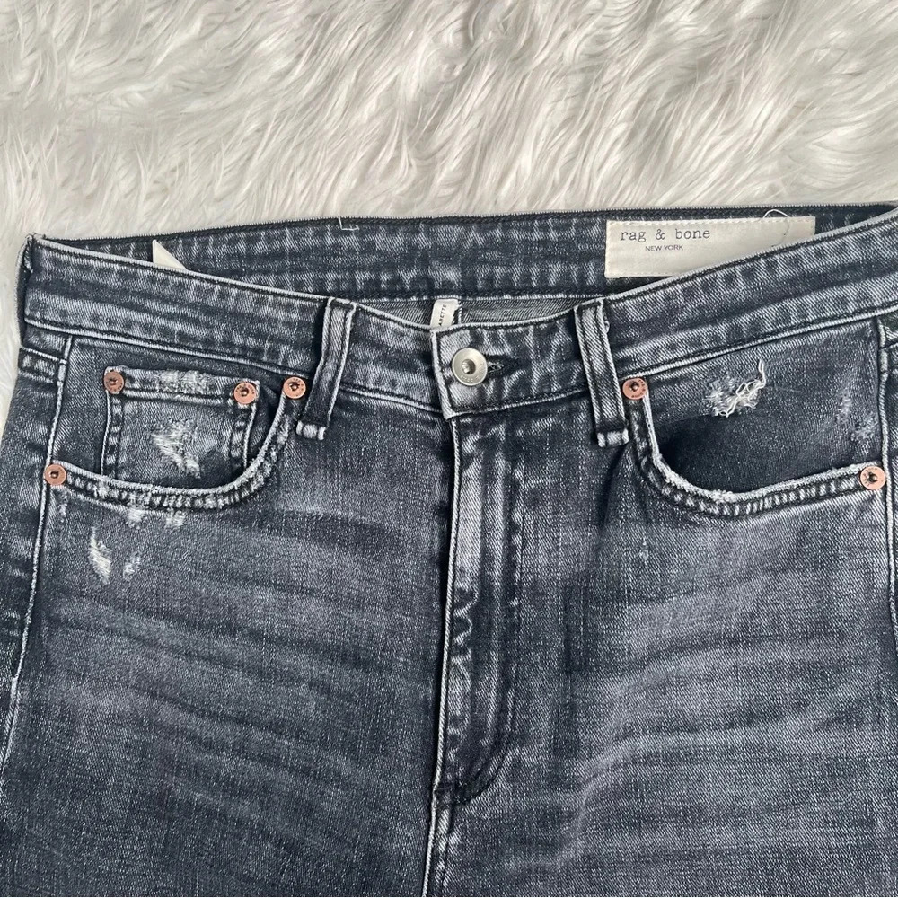 NWOT Rag & Bone Nina High Rise Ankle Cigarette Jean Abbots Grey Black Denim 29 - Picture 5 of 11